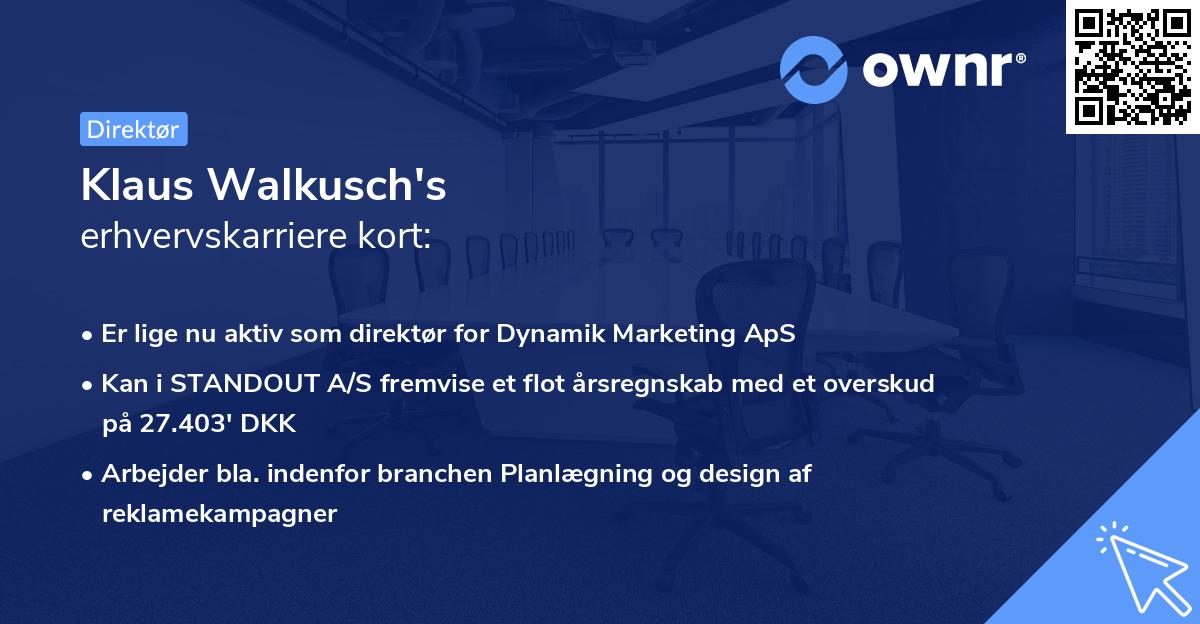 Klaus Walkusch's erhvervskarriere kort