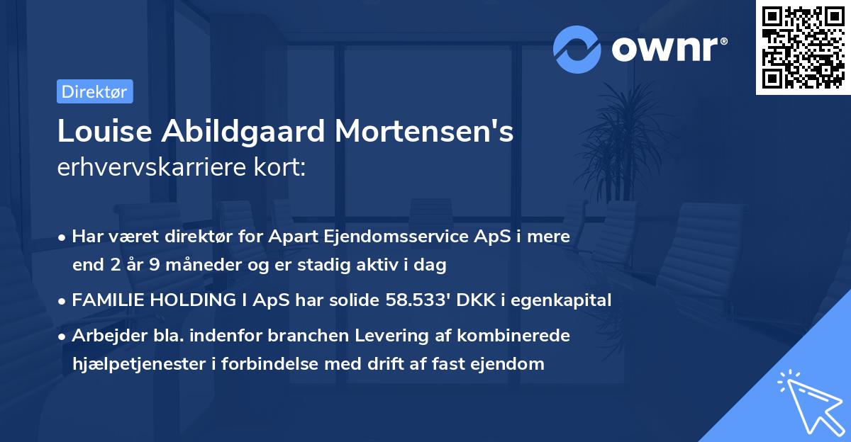 Louise Abildgaard Mortensen's erhvervskarriere kort