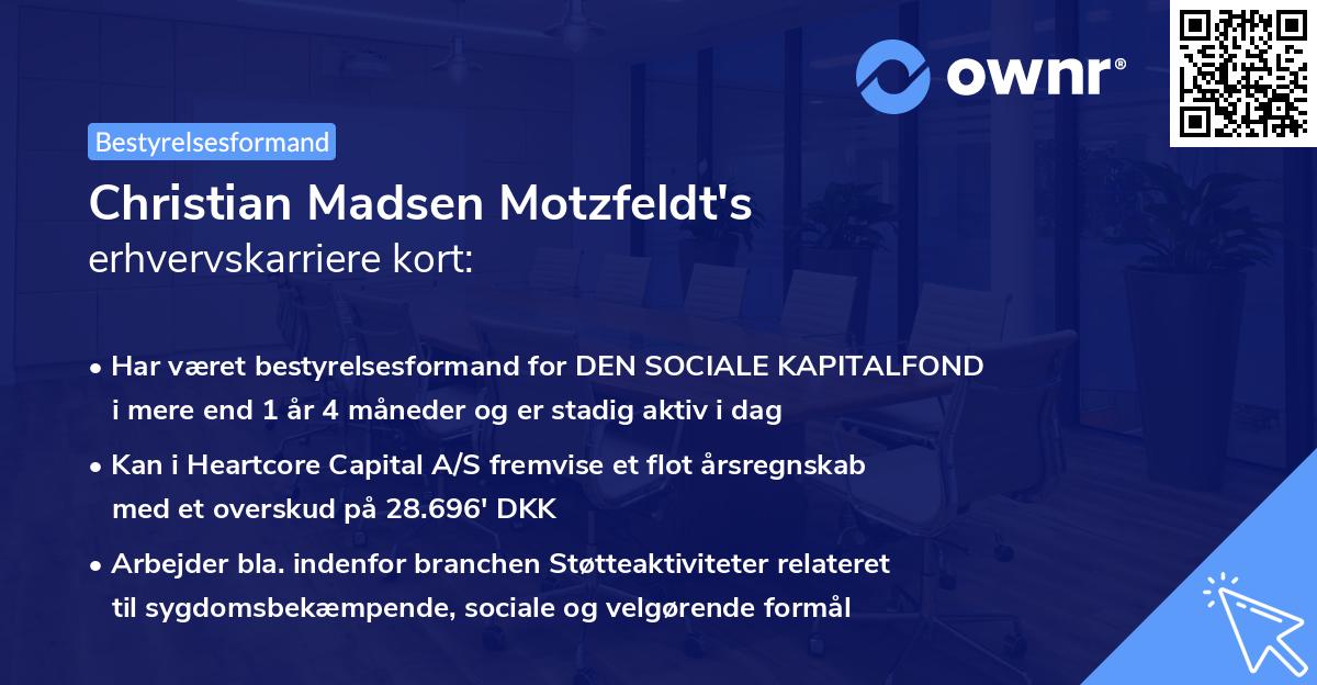 Christian Madsen Motzfeldt's erhvervskarriere kort