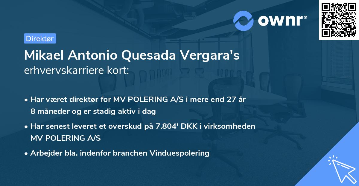 Mikael Antonio Quesada Vergara's erhvervskarriere kort