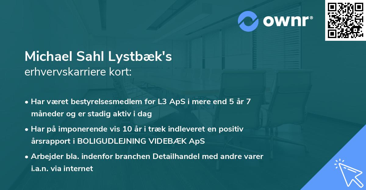 Michael Sahl Lystbæk's erhvervskarriere kort