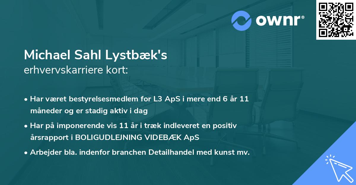 Michael Sahl Lystbæk's erhvervskarriere kort