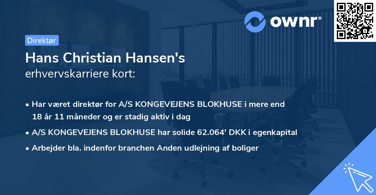 Hans Christian Hansen's erhvervskarriere kort