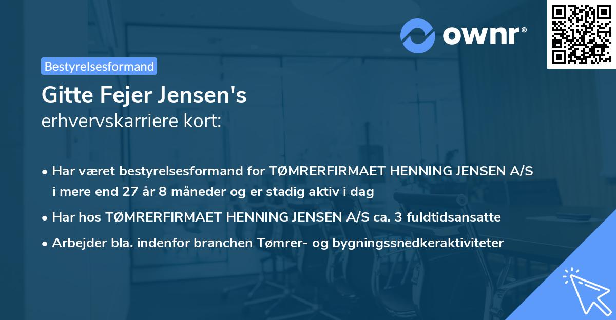 Gitte Fejer Jensen's erhvervskarriere kort