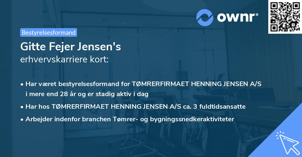 Gitte Fejer Jensen's erhvervskarriere kort
