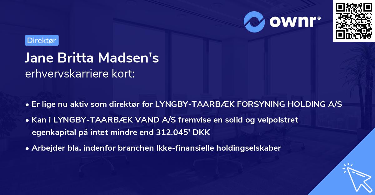 Jane Britta Madsen's erhvervskarriere kort