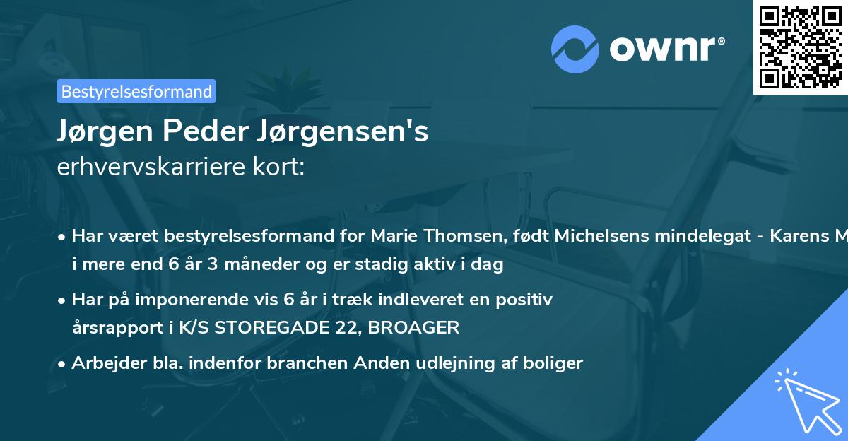 Jørgen Peder Jørgensen's erhvervskarriere kort