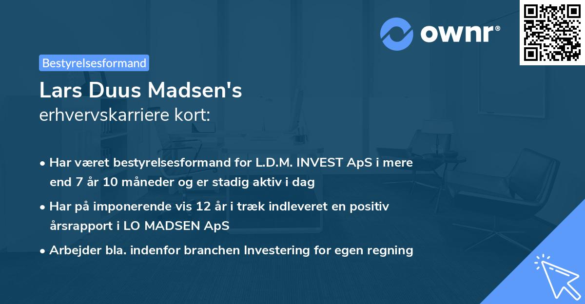 Lars Duus Madsen's erhvervskarriere kort