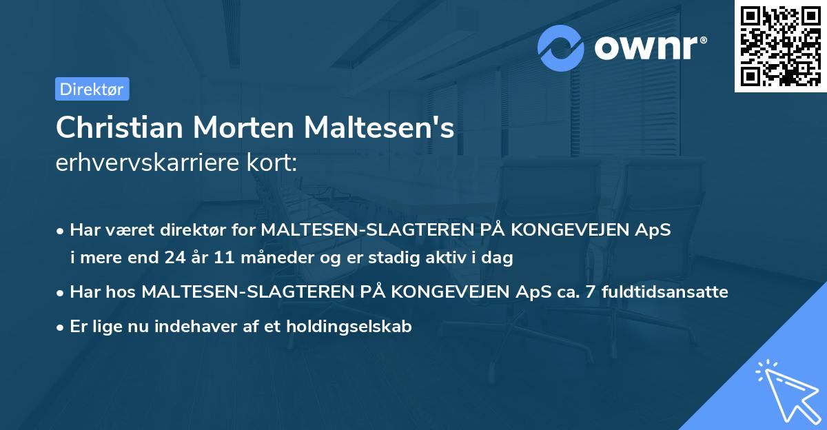 Christian Morten Maltesen's erhvervskarriere kort