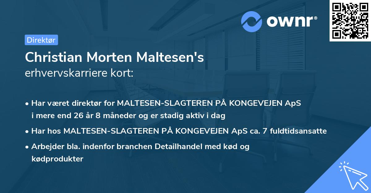Christian Morten Maltesen's erhvervskarriere kort