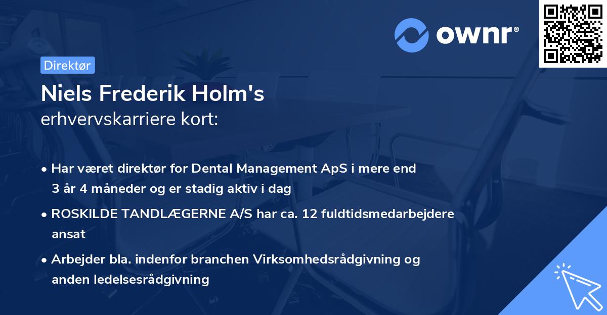 Niels Frederik Holm's erhvervskarriere kort