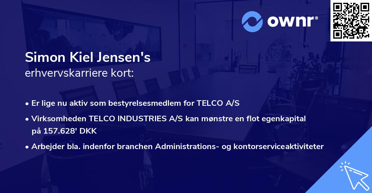 Simon Kiel Jensen's erhvervskarriere kort