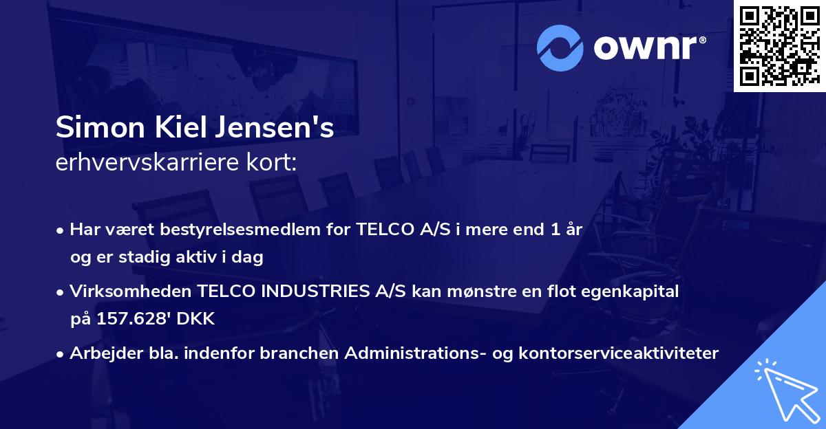 Simon Kiel Jensen's erhvervskarriere kort