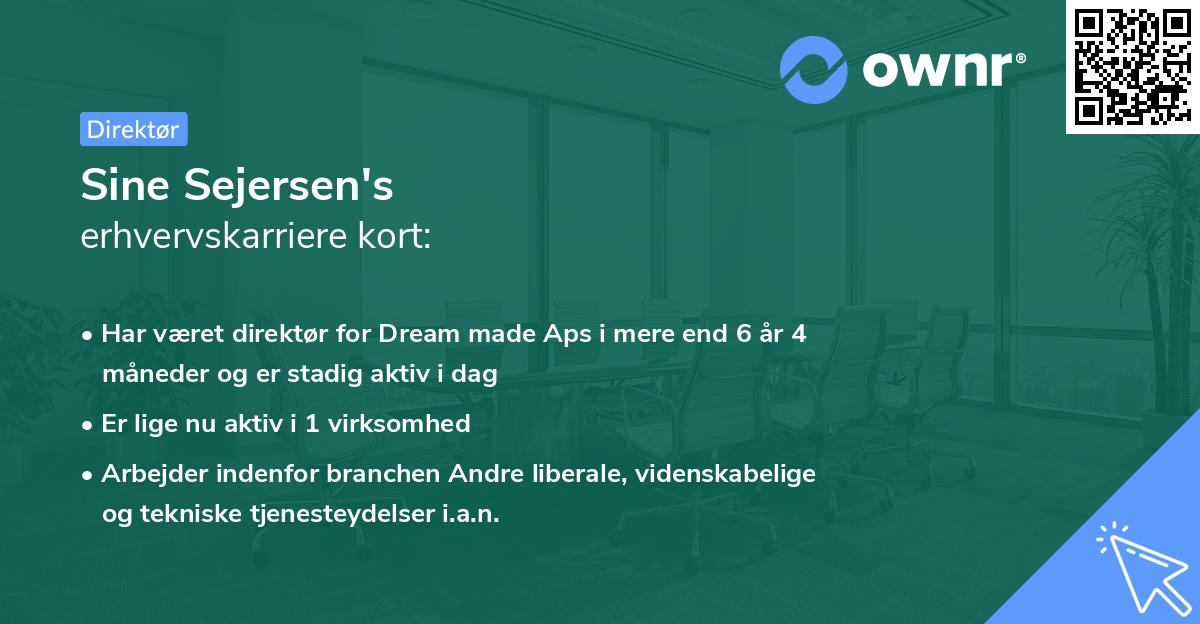 Sine Sejersen's erhvervskarriere kort
