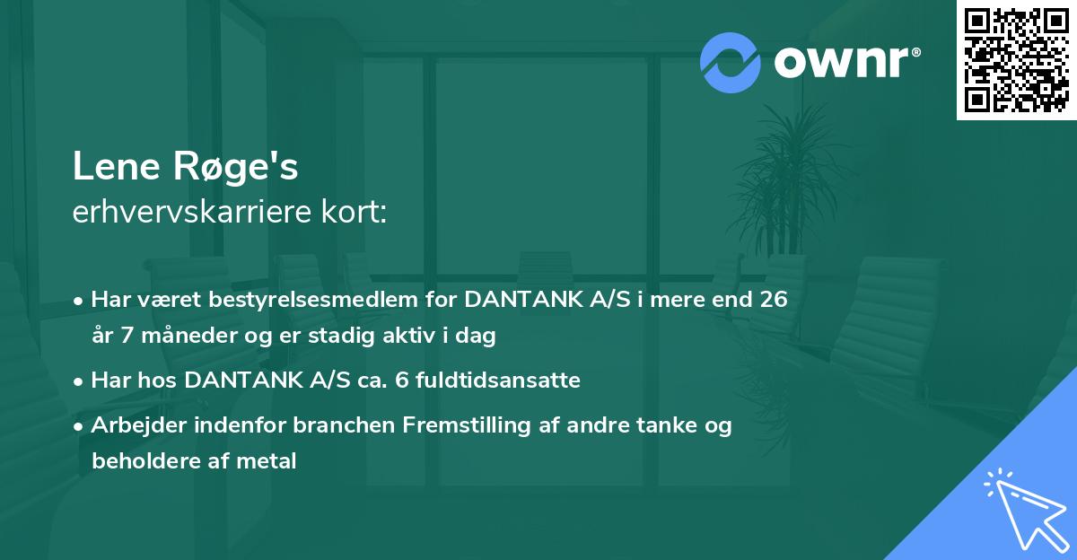 Lene Røge's erhvervskarriere kort