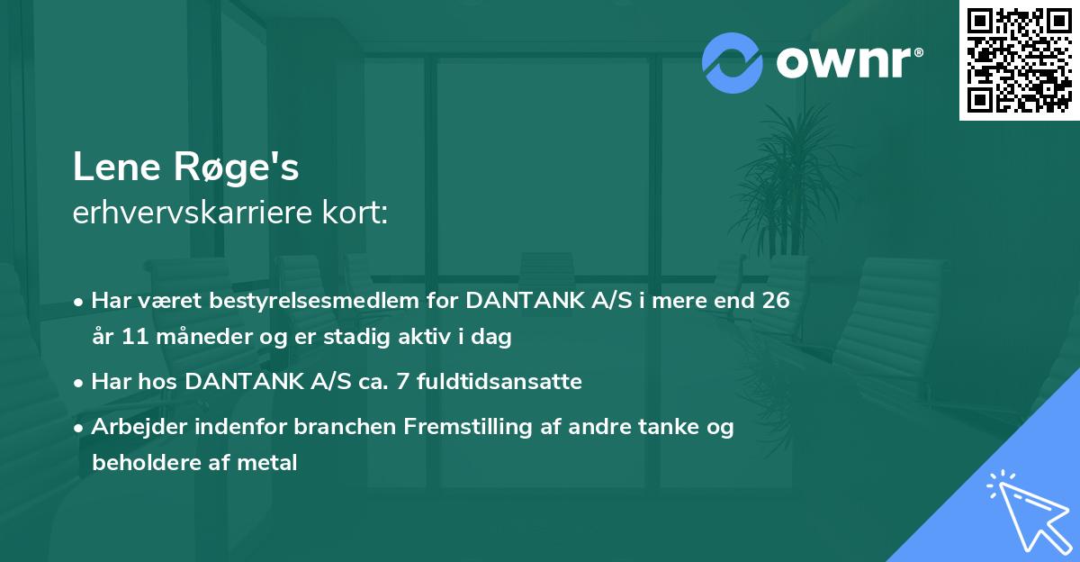 Lene Røge's erhvervskarriere kort
