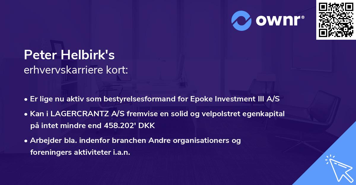 Peter Helbirk's erhvervskarriere kort