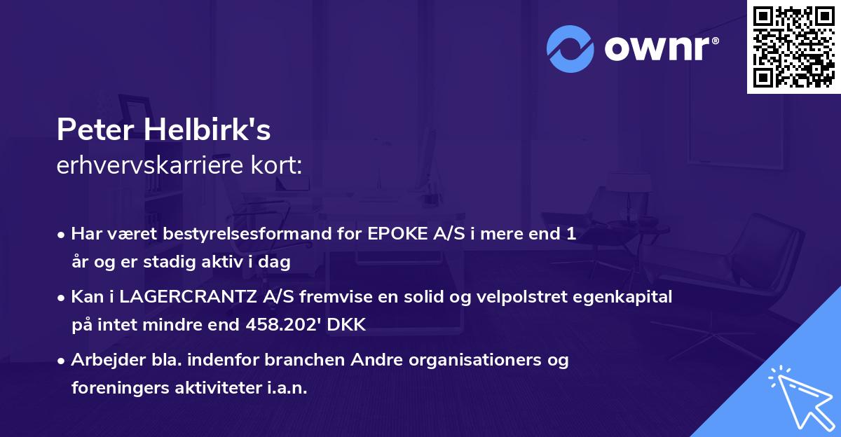 Peter Helbirk's erhvervskarriere kort