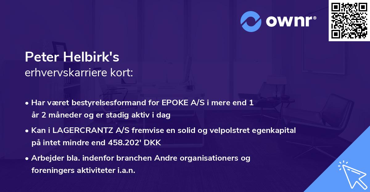 Peter Helbirk's erhvervskarriere kort