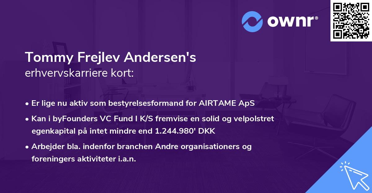 Tommy Frejlev Andersen's erhvervskarriere kort