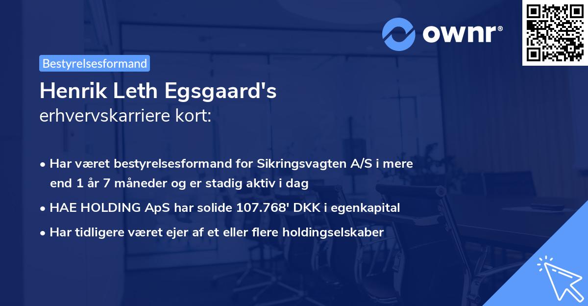 Henrik Leth Egsgaard's erhvervskarriere kort