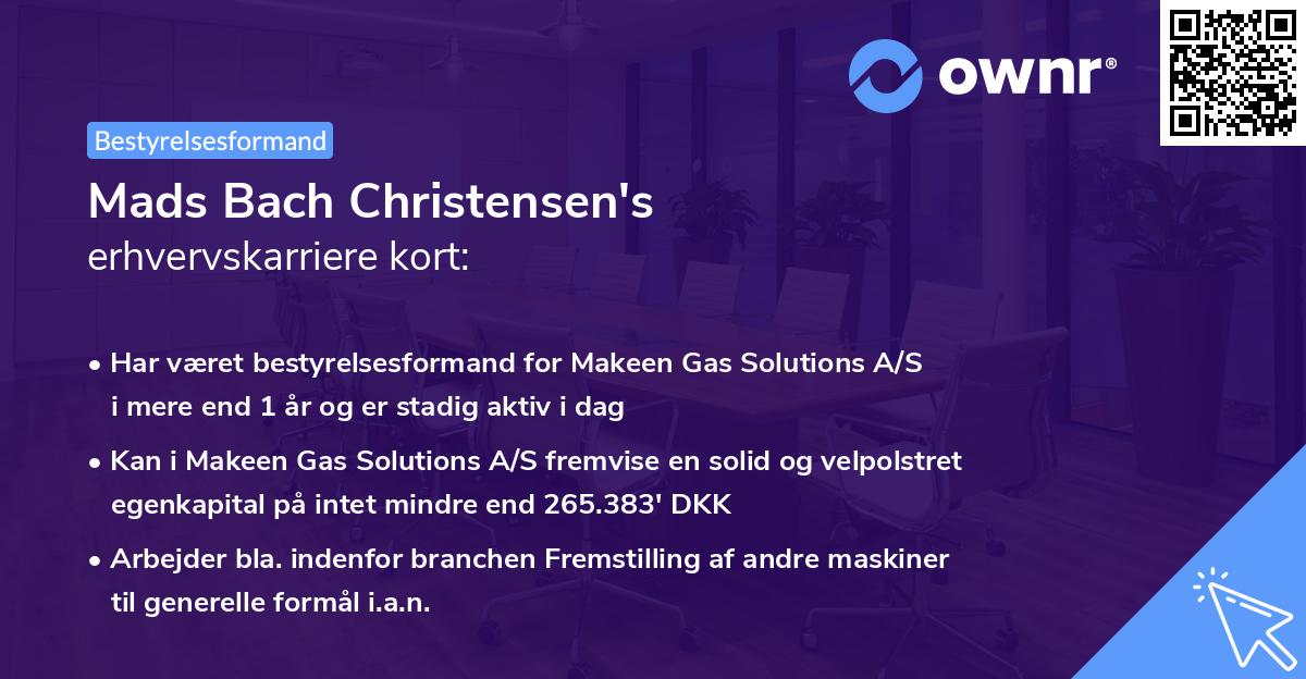 Mads Bach Christensen's erhvervskarriere kort
