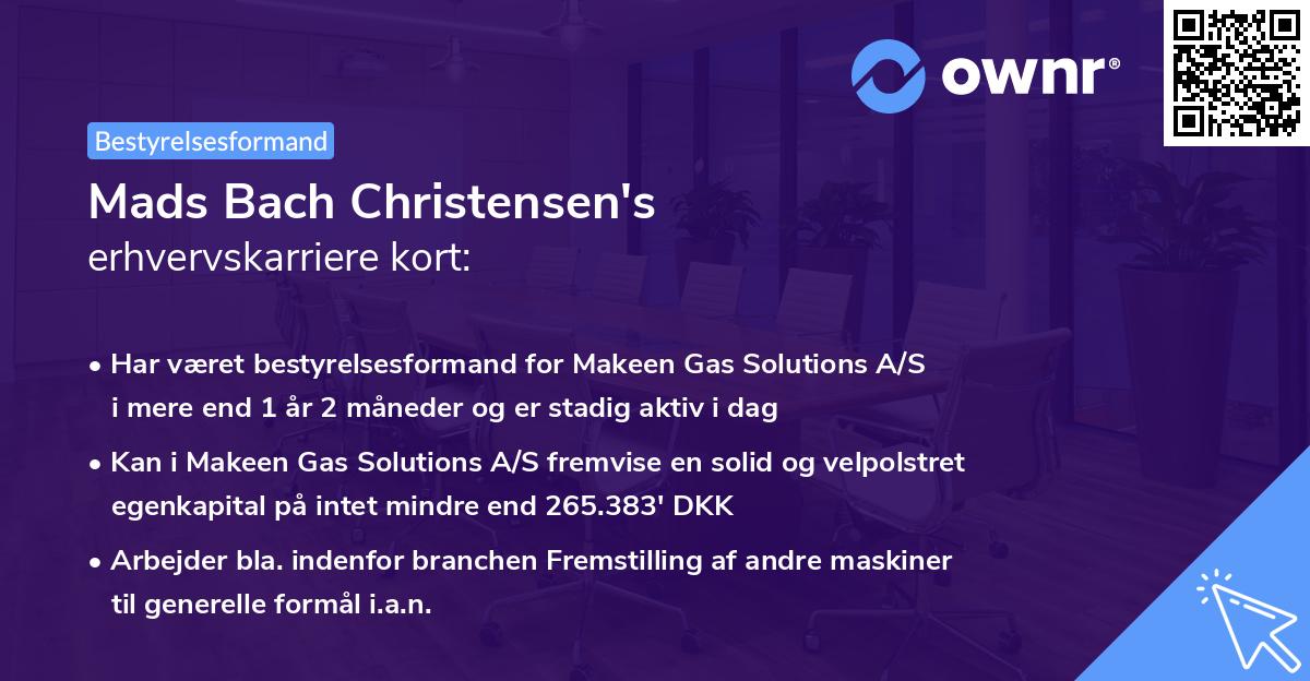 Mads Bach Christensen's erhvervskarriere kort