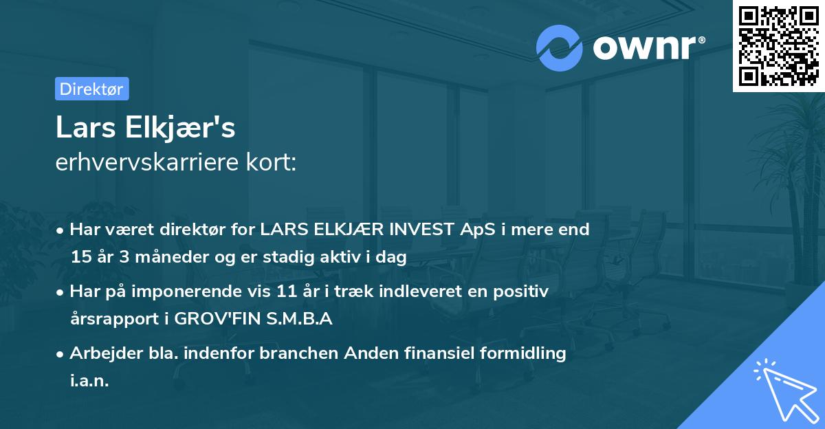 Lars Elkjær's erhvervskarriere kort