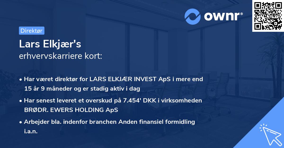 Lars Elkjær's erhvervskarriere kort