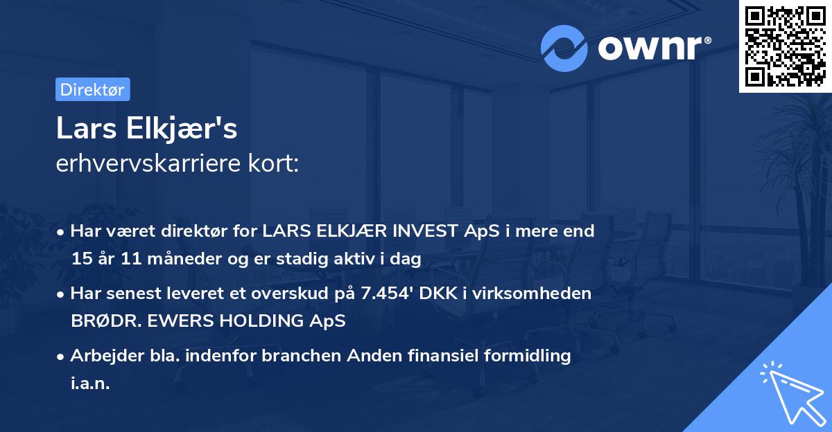 Lars Elkjær's erhvervskarriere kort