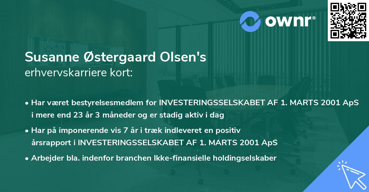 Susanne Østergaard Olsen's erhvervskarriere kort