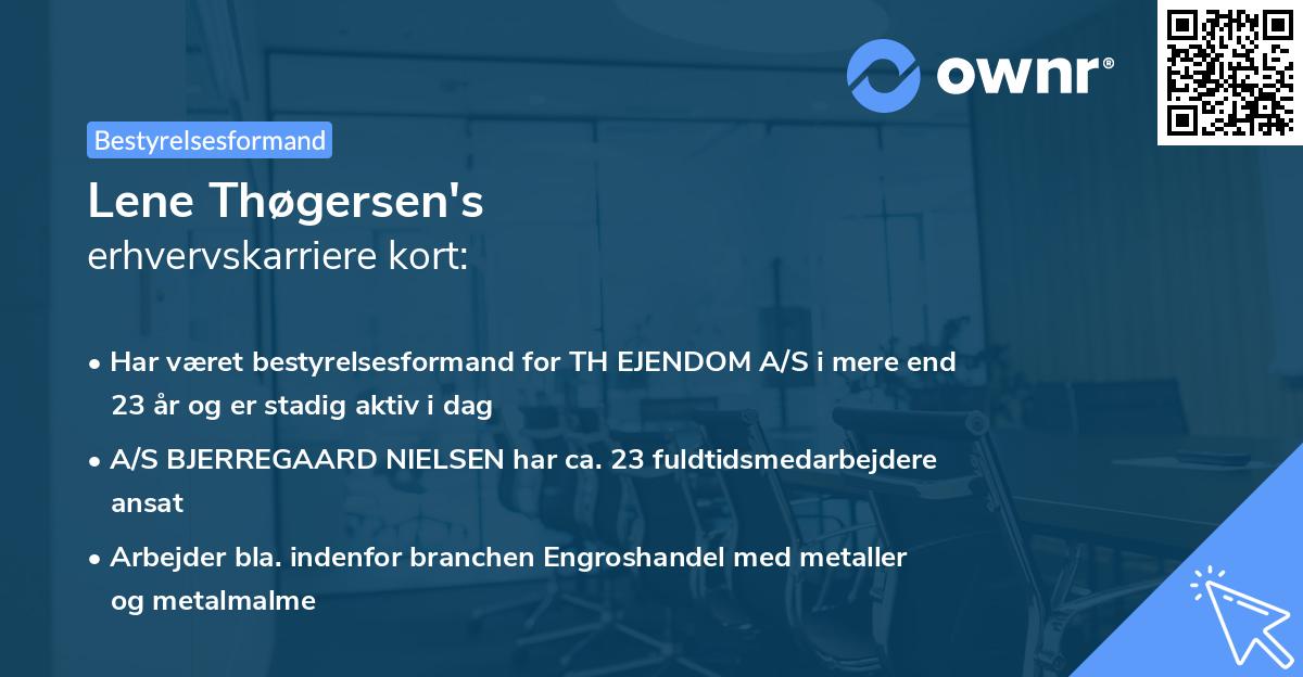 Lene Thøgersen's erhvervskarriere kort