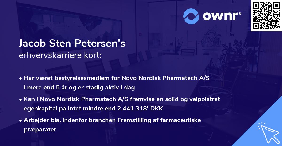 Jacob Sten Petersen's erhvervskarriere kort