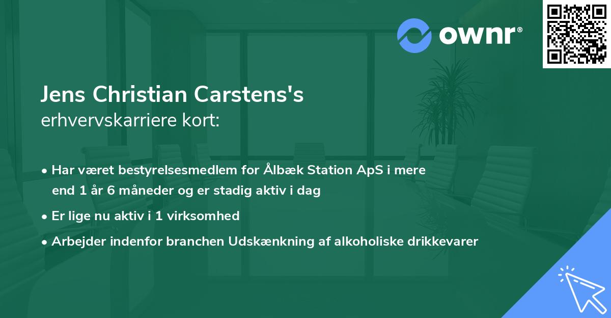 Jens Christian Carstens's erhvervskarriere kort