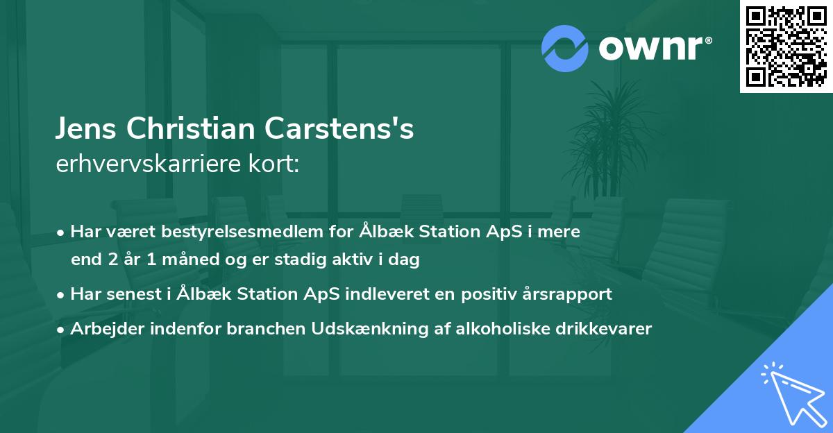 Jens Christian Carstens's erhvervskarriere kort