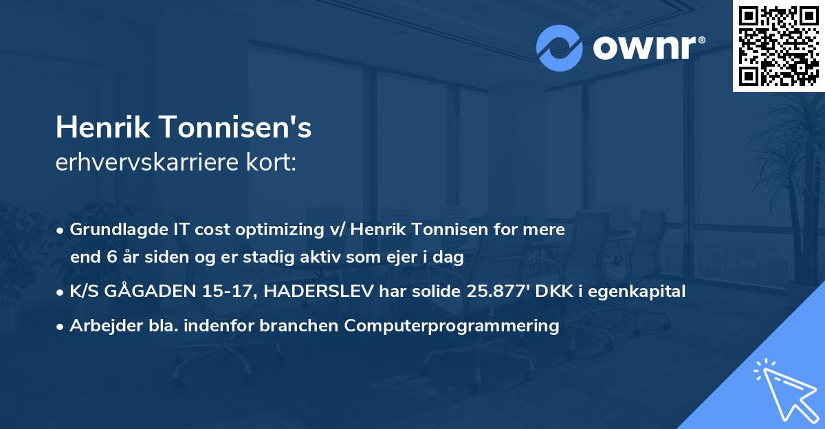 Henrik Tonnisen's erhvervskarriere kort