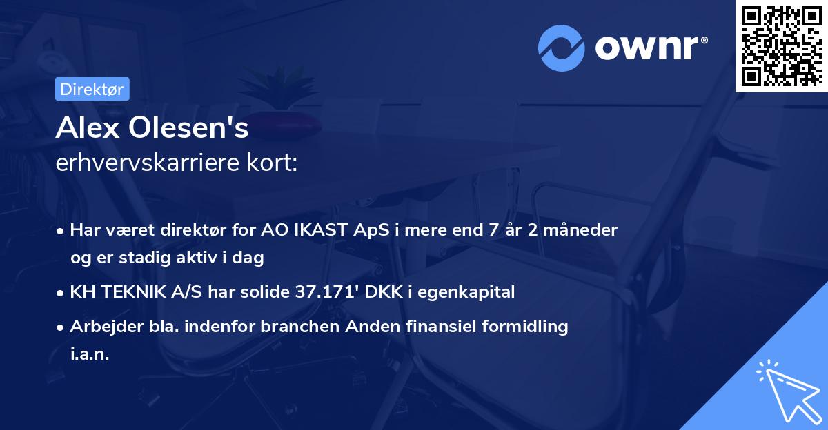 Alex Olesen's erhvervskarriere kort
