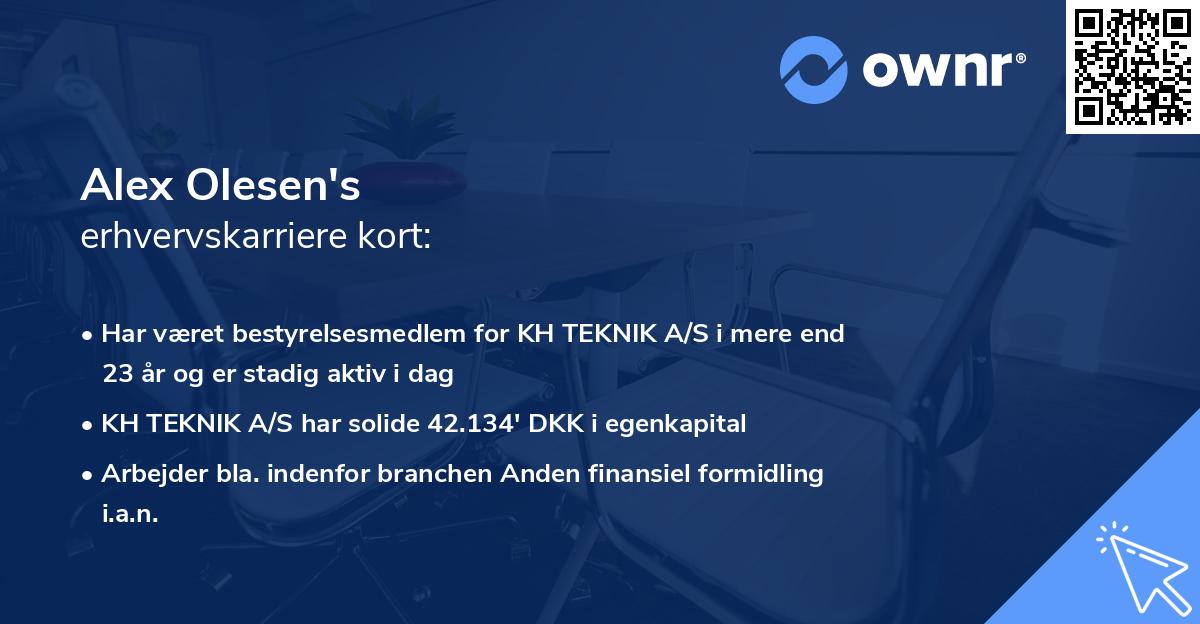 Alex Olesen's erhvervskarriere kort