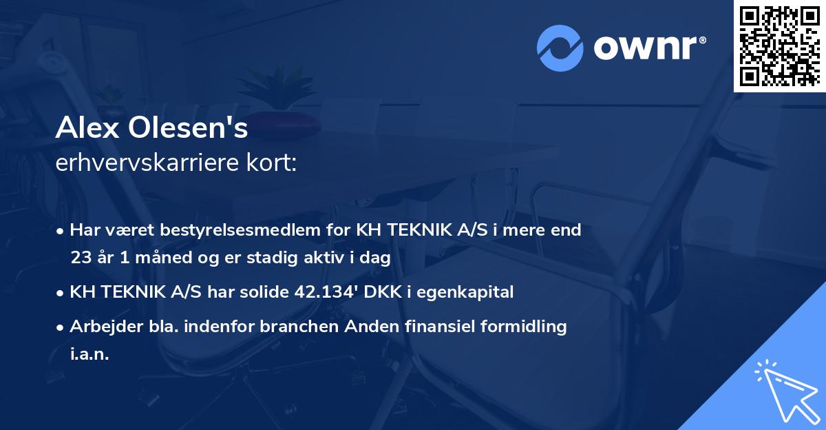 Alex Olesen's erhvervskarriere kort