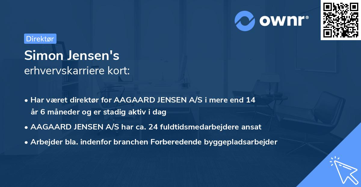 Simon Jensen's erhvervskarriere kort
