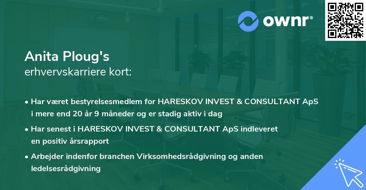 Anita Ploug's erhvervskarriere kort