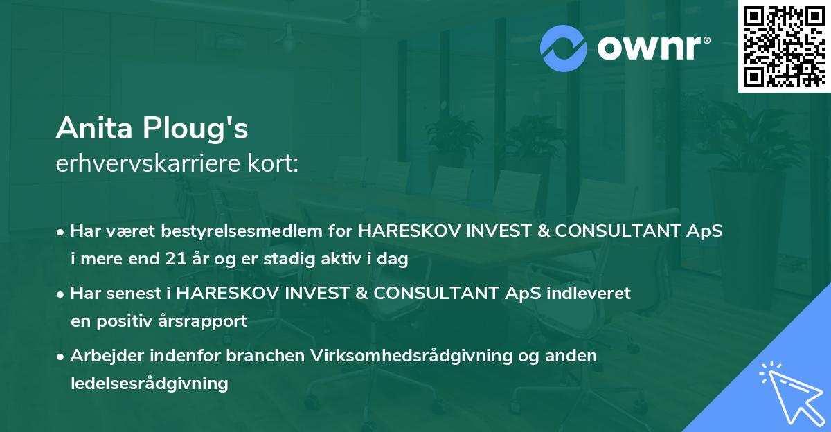Anita Ploug's erhvervskarriere kort