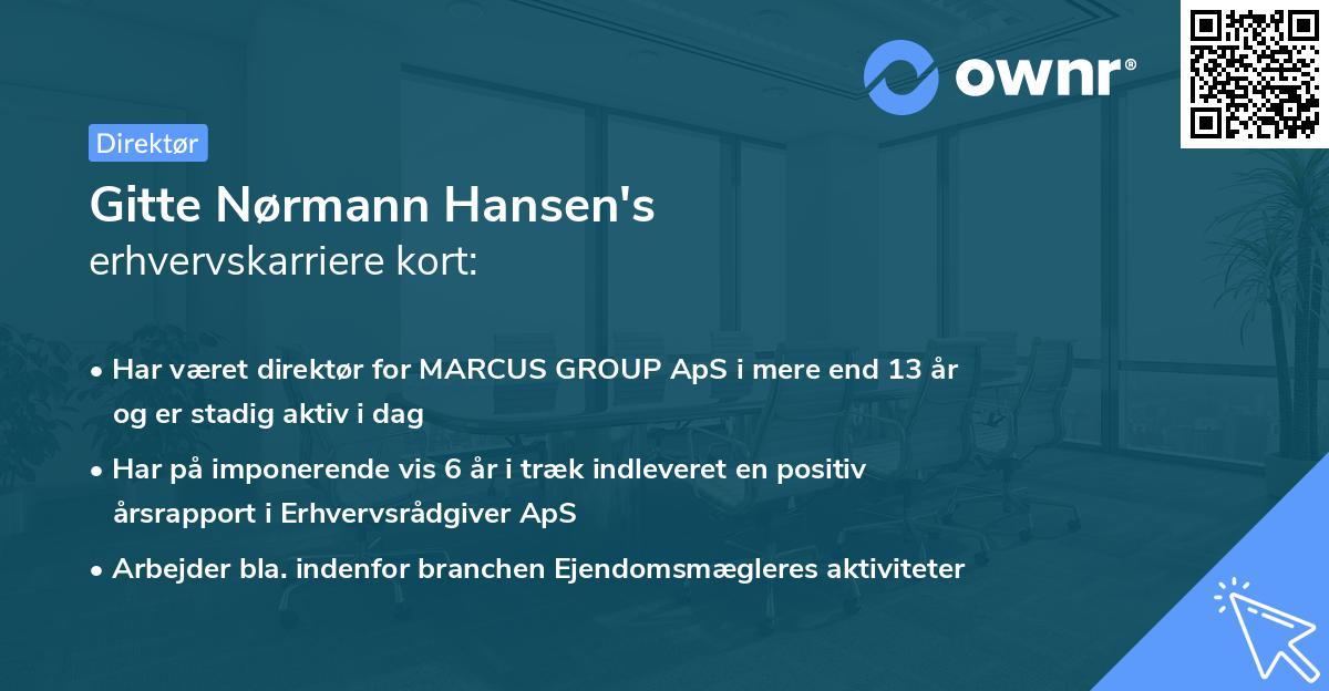Gitte Nørmann Hansen's erhvervskarriere kort