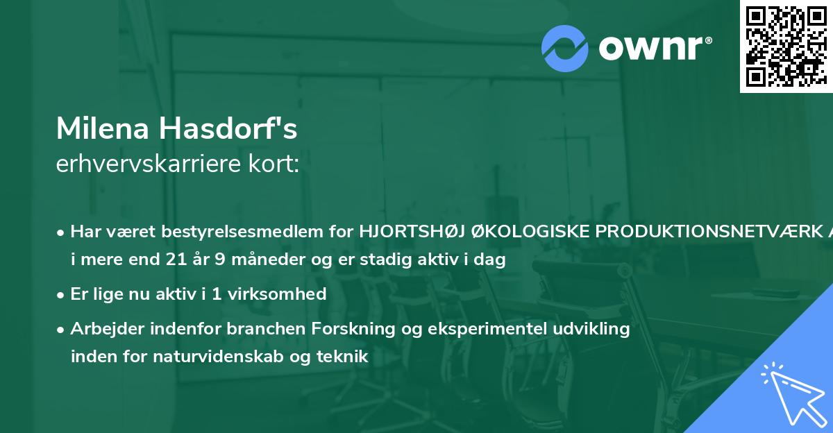 Milena Hasdorf's erhvervskarriere kort