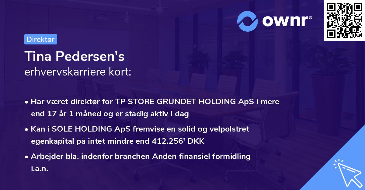 Tina Pedersen's erhvervskarriere kort