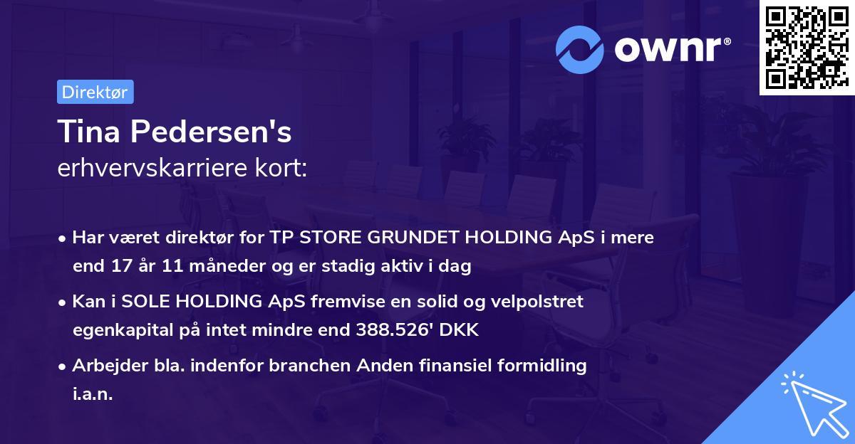 Tina Pedersen's erhvervskarriere kort