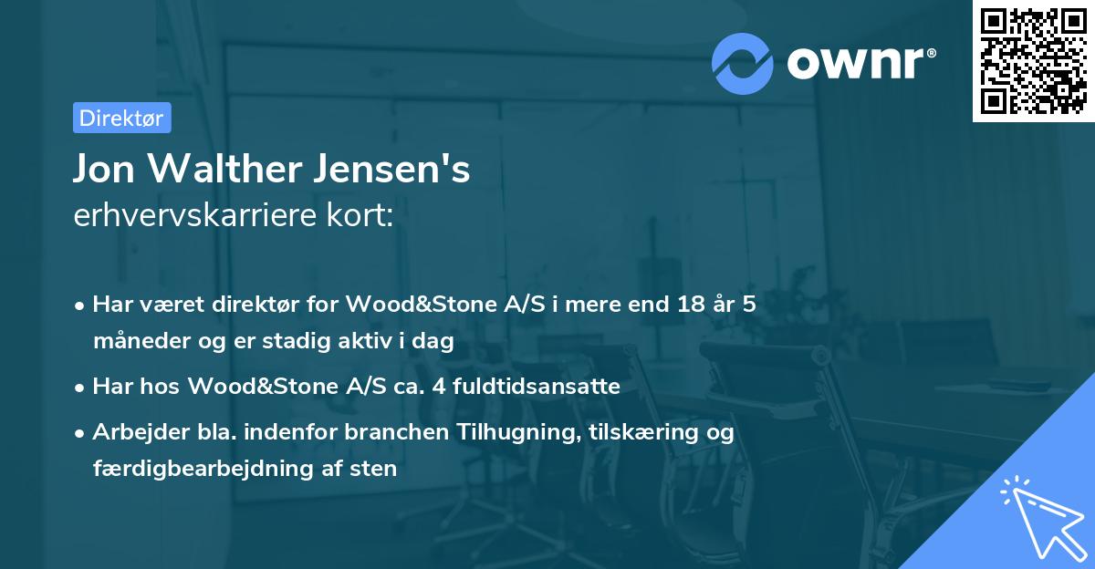 Jon Walther Jensen's erhvervskarriere kort