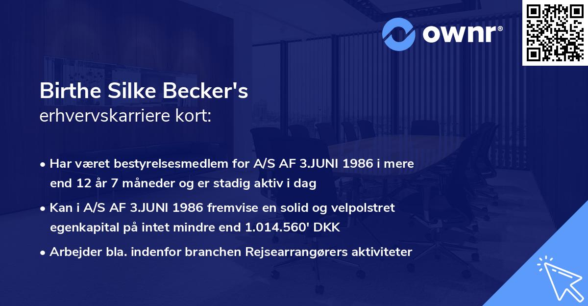 Birthe Silke Becker's erhvervskarriere kort