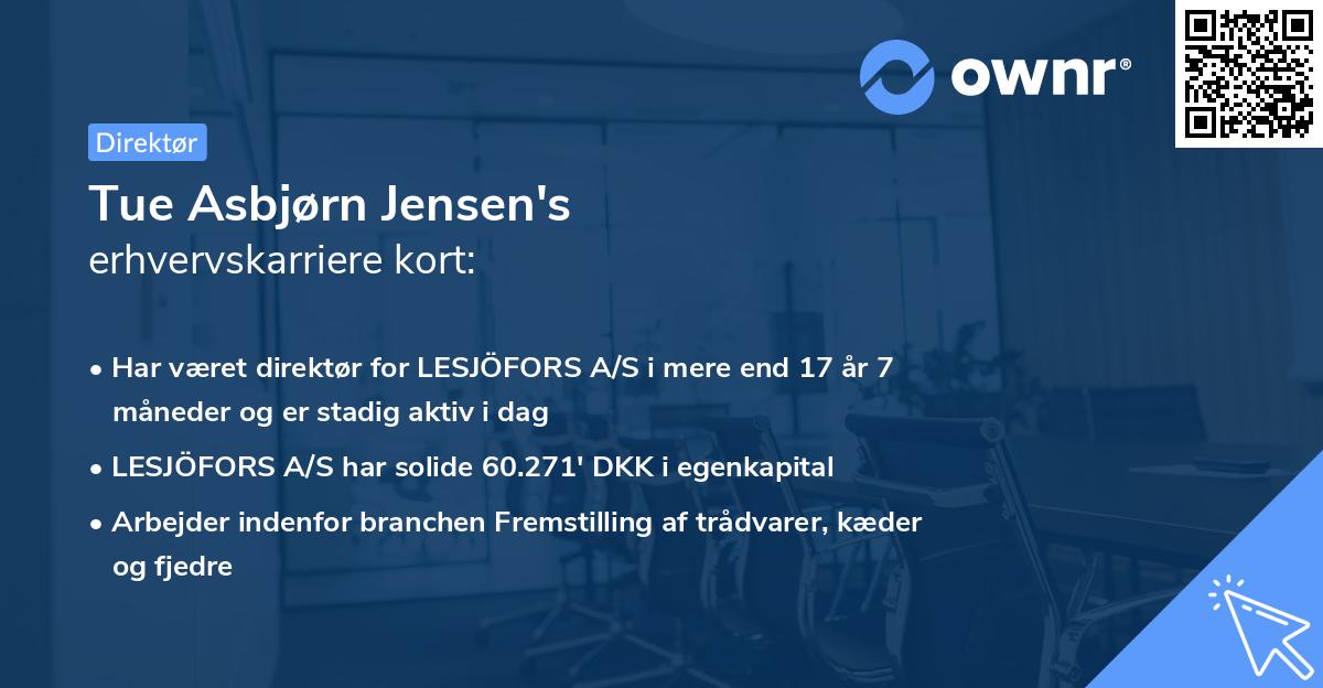 Tue Asbjørn Jensen's erhvervskarriere kort