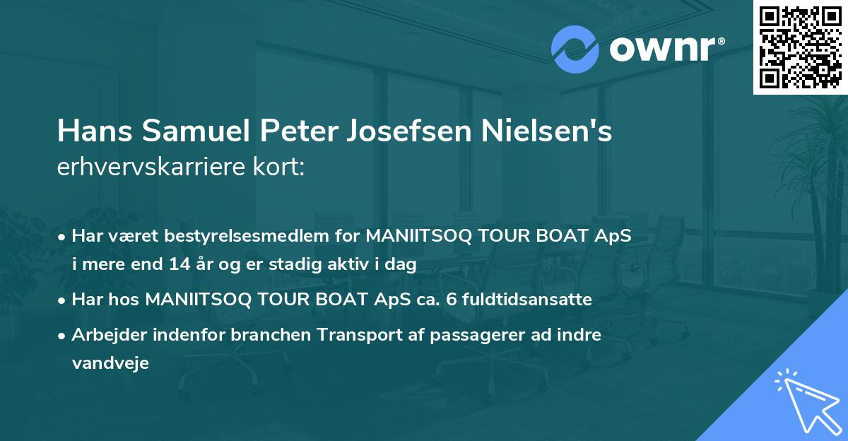 Hans Samuel Peter Josefsen Nielsen's erhvervskarriere kort